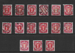 DANZIG SCOTT 177 USED x 15 (A) – 1924 20pf CARMINE & RED COAT OF ARMS ISSUE