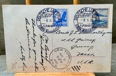 1936 Hindenburg 1st Flight Zeppelin postcard LZ 129 1. Fahrt Germany – N America