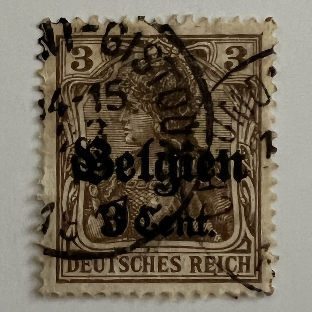 1916 BELGIUM GERMAN OCCUPATION 3C STAMP WITH CHAUMONT-GISTOUX SON SOTN CANCEL