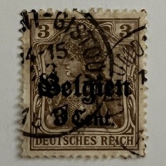 1916 BELGIUM GERMAN OCCUPATION 3C STAMP WITH CHAUMONT-GISTOUX SON SOTN CANCEL