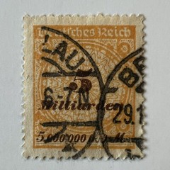 RARE 1923 GERMANY $5B STAMP WITH BRESLAU SON SOTN CANCEL (POPULATION 350)