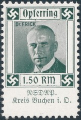 Stamp Germany Revenue Sheet WWII 3rd Reich Charity Kreis Buchen Green MNH