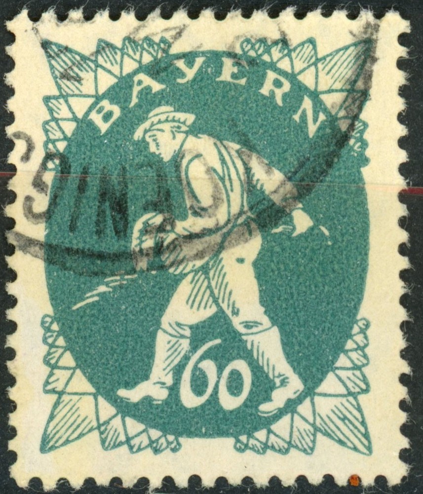 Bavaria 1920 #245 60pf blue green, Sower, used