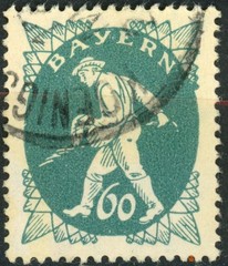 Bavaria 1920 #245 60pf blue green, Sower, used