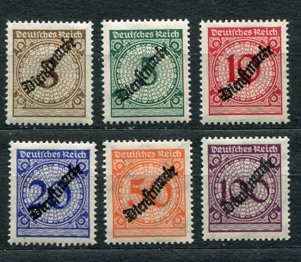 GERMANY REICH 1923 NEW CURRENCY OFFICIAL SET SCOTT O47-O52 PERFECT MNH
