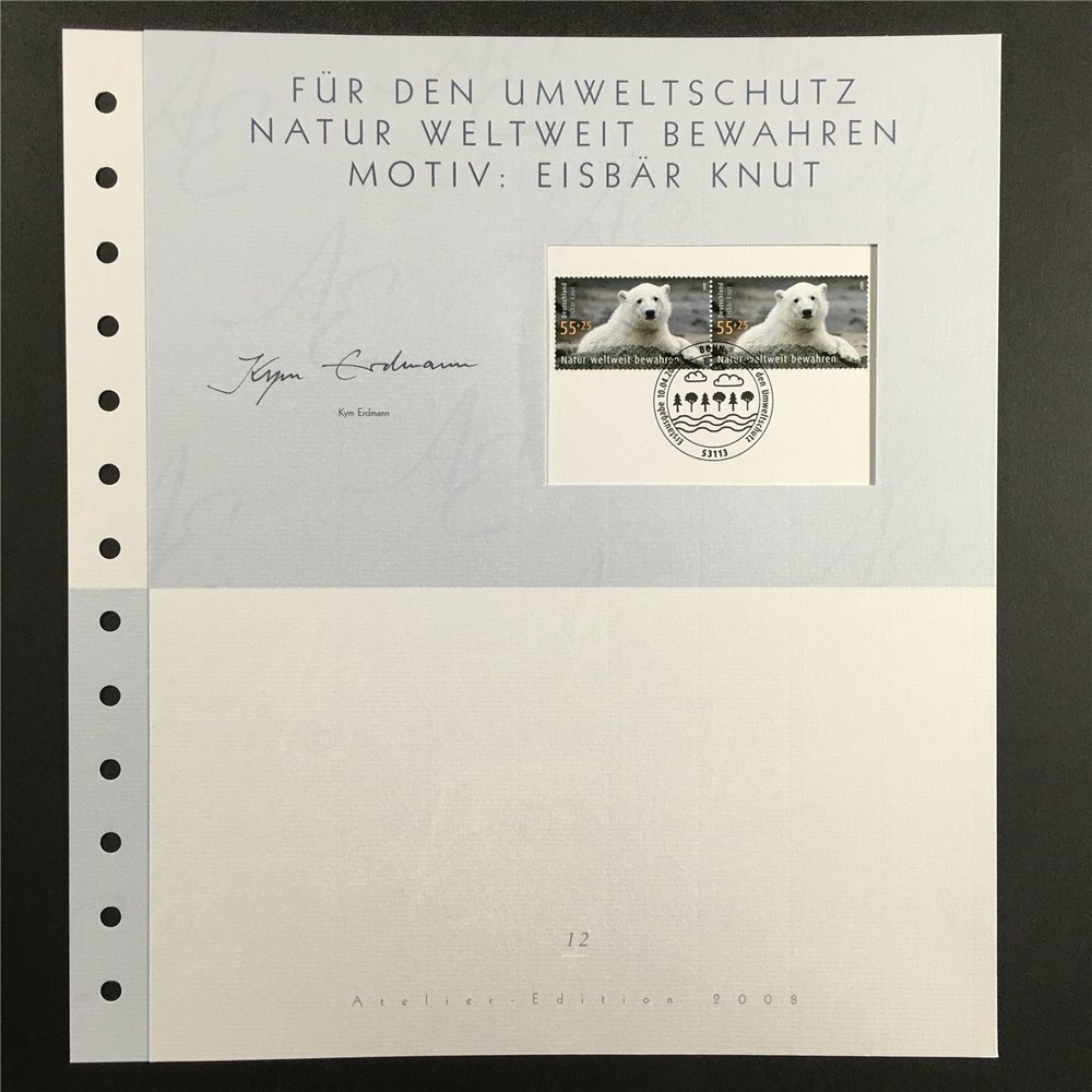 GERMAN POST ART-EDITION 2008/12 EISBÄR POLAR BEAR KNUT PINGUINE PENGUINS