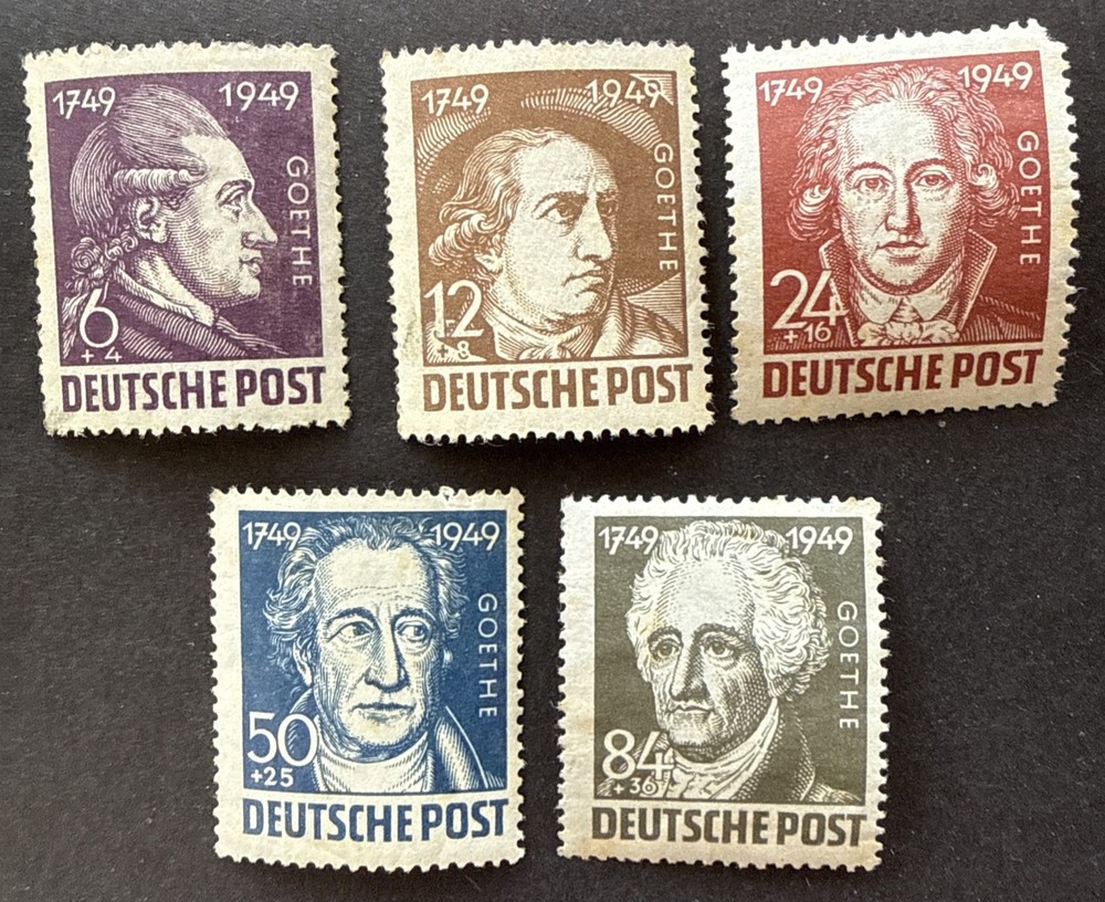 Germany DDR 1949 Goethe Anniversary MNH Stamp Set Deutsche Post Semi Postal