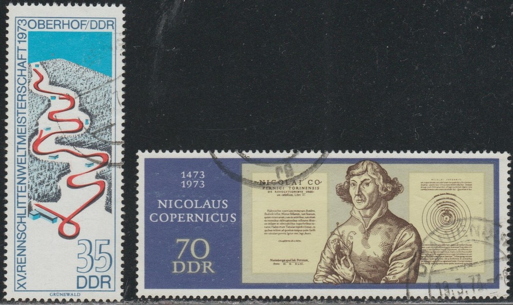 DDR 1973 SC# 1450, 1461 – Bobsled Track – Copernicus – Used Lot # 252