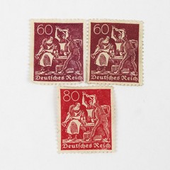 Lot Of 10 1920s Germany Worker Farmer 60/80/120/150/160m 100 Pfennig Stamps Used