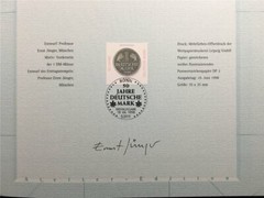 GERMAN POST ART-EDITION 1998/20 1996 DEUTSCHE MARK GELD MONEY
