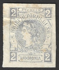 Germany Hamburg Hammonia local private post 2pf cutout