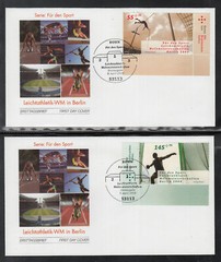 Germany FDC 2009 – 5 beautiful FDC World Athletics Championships to Berlin