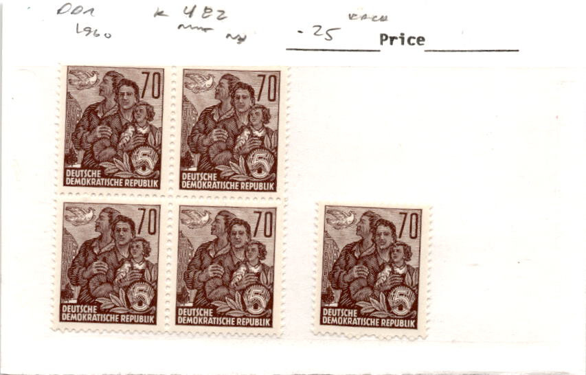 Germany – DDR, Postage Stamp, #482 Block & Single Mint NH, 1959 (AB)