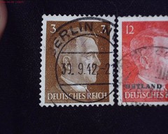 Deutsches Reich 1940s, 2 stamps, one overprint Ostland, Adolf Hitler, 3Pf, used
