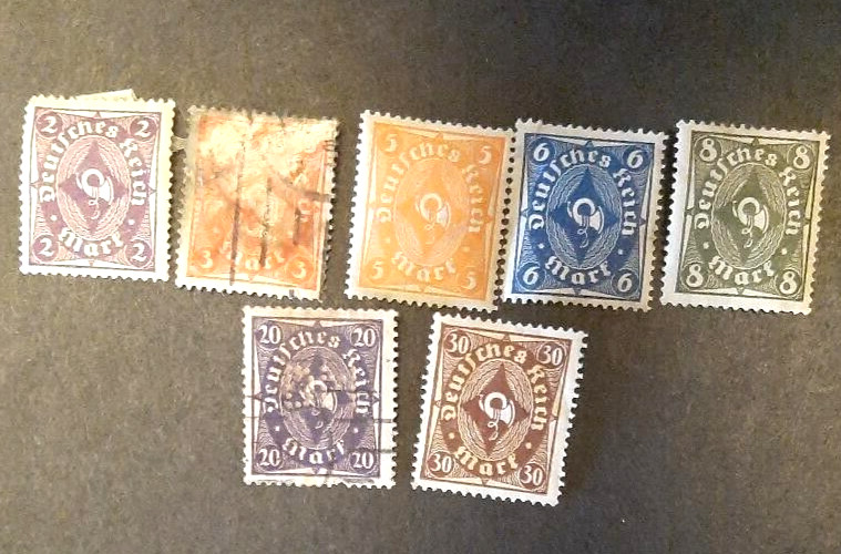 German Stamp Postal Series 1922 MI# 207-208 + 224-229 except 226 Used, Mint