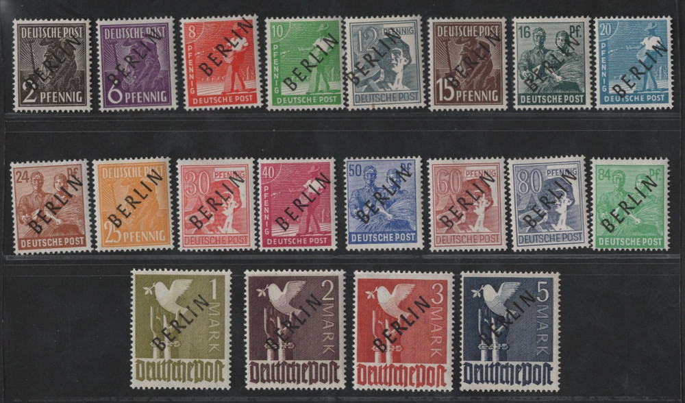 GERMANY 1948 BERLIN SC. 9N1-9N20 MINT NEVER HINGED GUARANTEED GENUINE OVERPRINTS