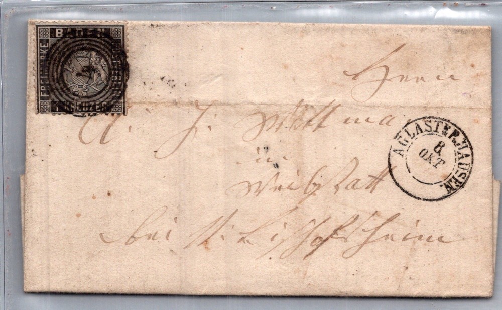 GERMANY 1861 BADEN POSTAL HISTORY LETTER ADDR & POSTMARK