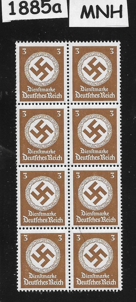MNH WWII Official stamp block Sc 092 1942, PF03, Third Reich era Germany #1885a