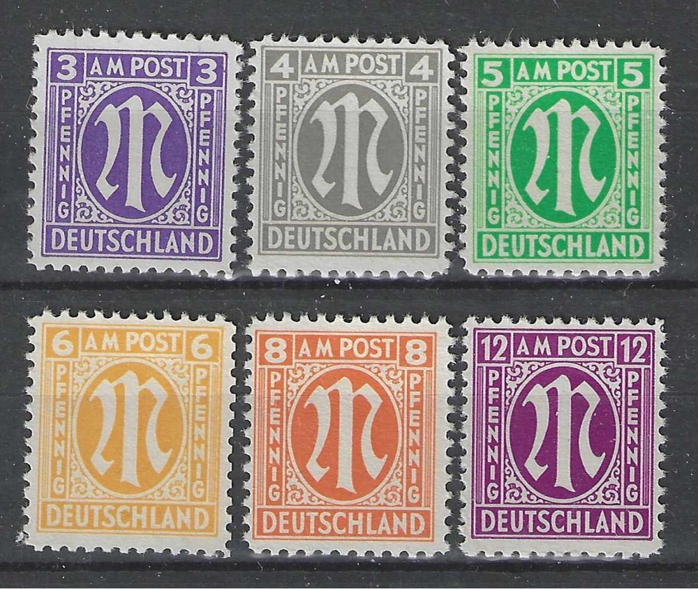 American Occupation Zone of Germany 1945 Mi 10-15 MNH **