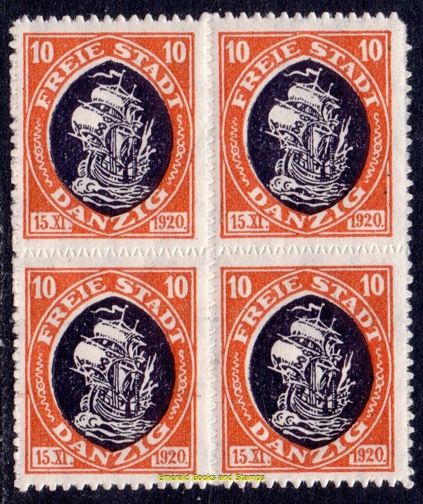 EBS DANZIG 1921 – Proclamation – Free City of Danzig – Michel 54 – BLOCK 4 MNH**