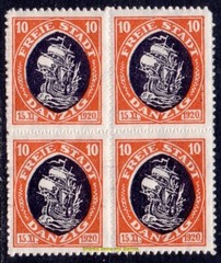EBS DANZIG 1921 – Proclamation – Free City of Danzig – Michel 54 – BLOCK 4 MNH**