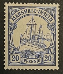 Travelstamps: Marshall Island Stamps, Kaiser’s Yacht, 20 Pfennig Mint OG H