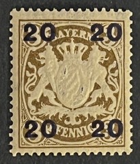 Travelstamps: 1920 Germany Bayern Overprint Stamp Scott#237 Mi 177 – Mint Og Nh
