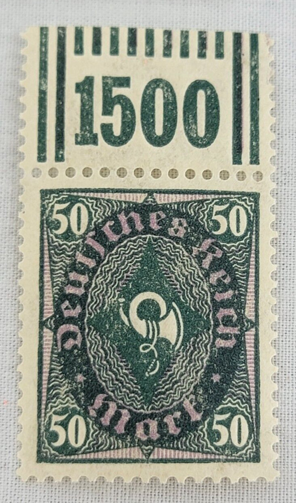 GERMANY ~ Deutrches Reich ~ Green Stamp 50 Mark ~ Posted ~ c.1922 ~ B192