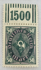GERMANY ~ Deutrches Reich ~ Green Stamp 50 Mark ~ Posted ~ c.1922 ~ B192