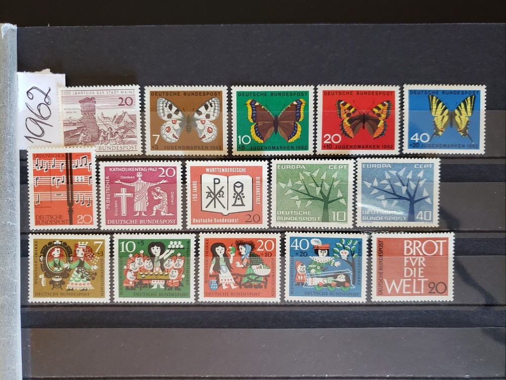 25212-Germany (FRG) Stamps Year 1962 Collection Set, 15 Pcs – MNH