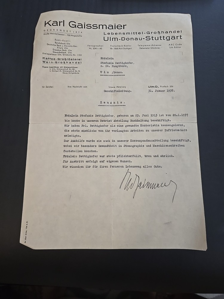WW2 WWII German Third Reich Era Skilled Workers Document Certificate 1938