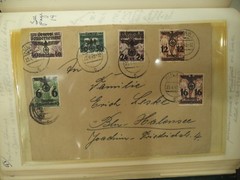 GERMANY WWII NAZI INVASION POLAND OVER PRINT FIELDPOST 1940+ 12 MILK TOPS STAMPS