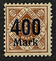 Travelstamps: 1923 WURTTEMBERG Stamps Sc# O75, 400 Mark Blue Official Overprint