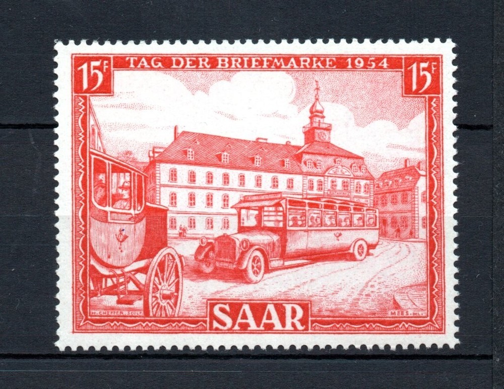 Saar (Germany) 1954 old Postcar/Automobile stamp (Michel 349) MNH