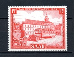 Saar (Germany) 1954 old Postcar/Automobile stamp (Michel 349) MNH