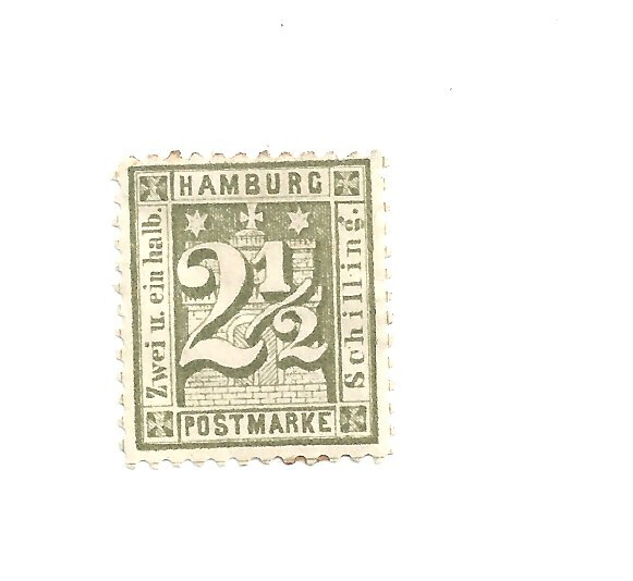 HAMBURG GERMAN STATES ,# 23, 2 & 1/2 green, unused, CV $90.00