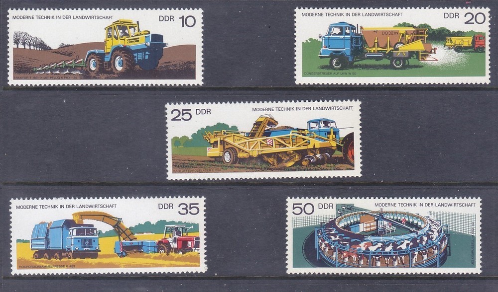 Germany DDR 1829-33 MNH 1977 Motorized Modern Farm Agriculture Equipment Set