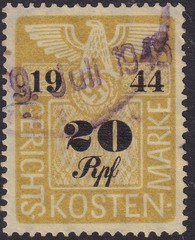 Stamp Germany Poland Revenue WWII Court Document Fee 1944 20 RPF Used