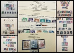 Germany Lot – 127 Stamps 1946-56 on Cut Album Pages – DDR, USSR, British US Zone