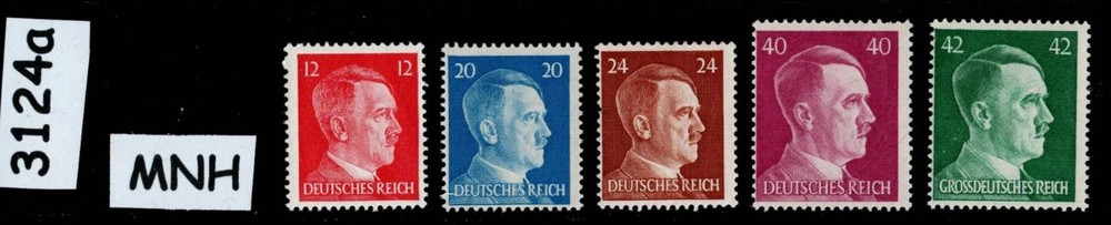 Small MNH stamp set Adolf Hitler WWII Germany Third Reich 1941-1944 #3124a