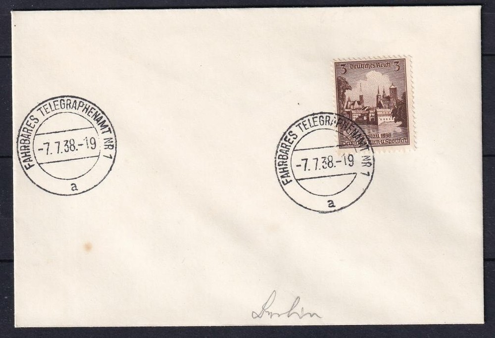 Germany 1938 Breslau, Telegraph Office. Cover