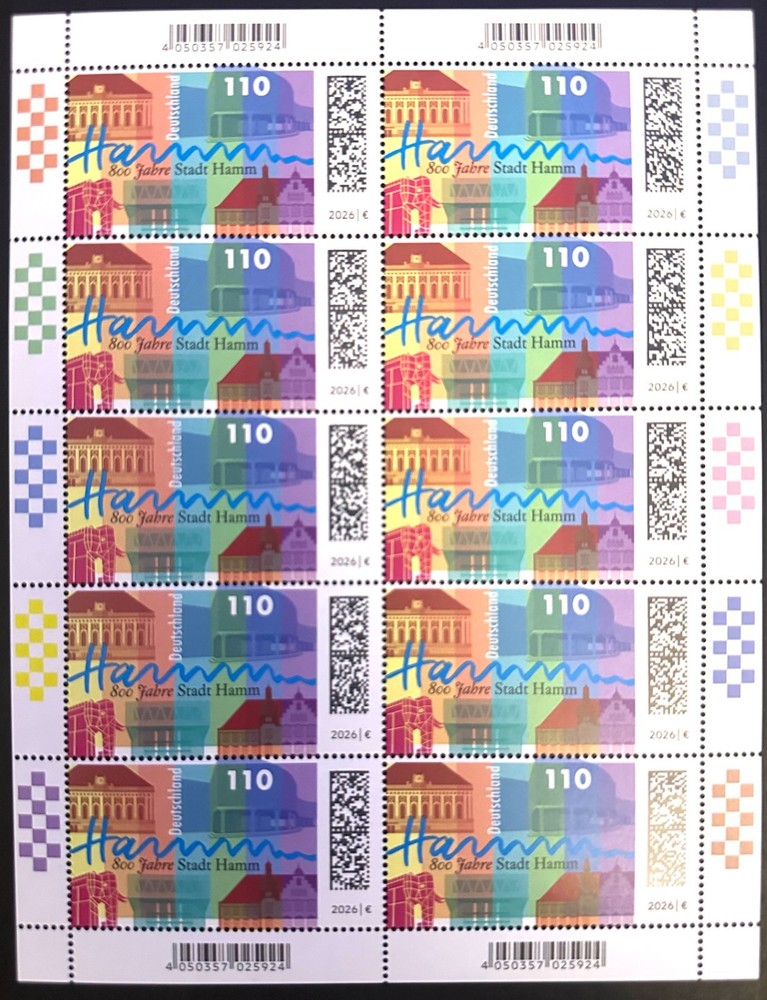 GERMANY NEW ISSUES MARCH 2026 SELECTION SHEET Mi. 3954-3958 / GERMANY SHEET