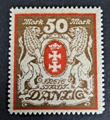Germany Danzig 1922 50 Mark Gold 100 Mark Bronze Stamps