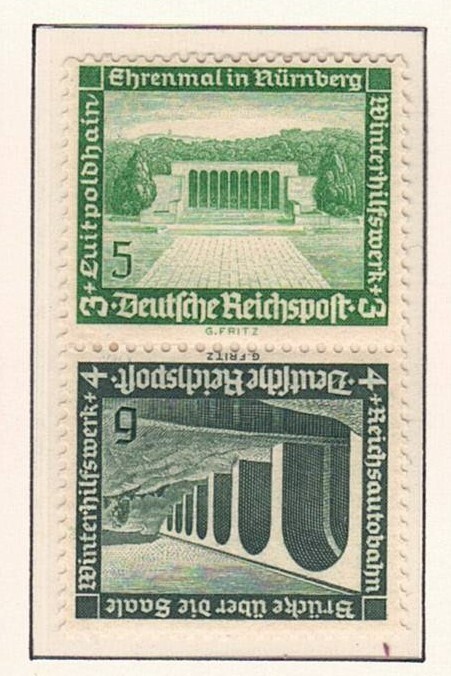 Germany – 1937 ZdMiNr. SK29, 5pf+6pf Modern Buildings, tete-beche pair