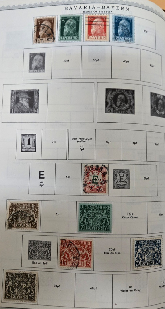 Stamp Bavaria-Bayern 1908-11 #77-80; Official O1,O3,O6,O11,O14,O15 used; O7 MH