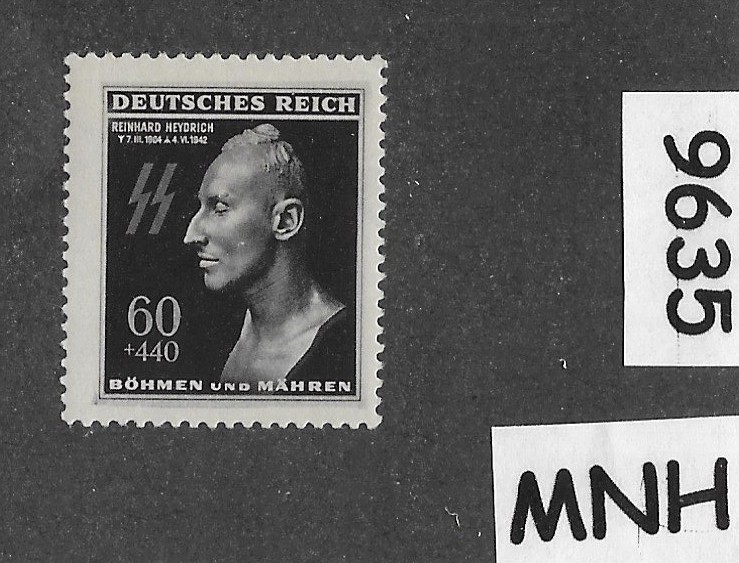 MNH Stamp Sc B20 Heydrich Hitlers Hangman 1943 Germany Occupation WWII #9635