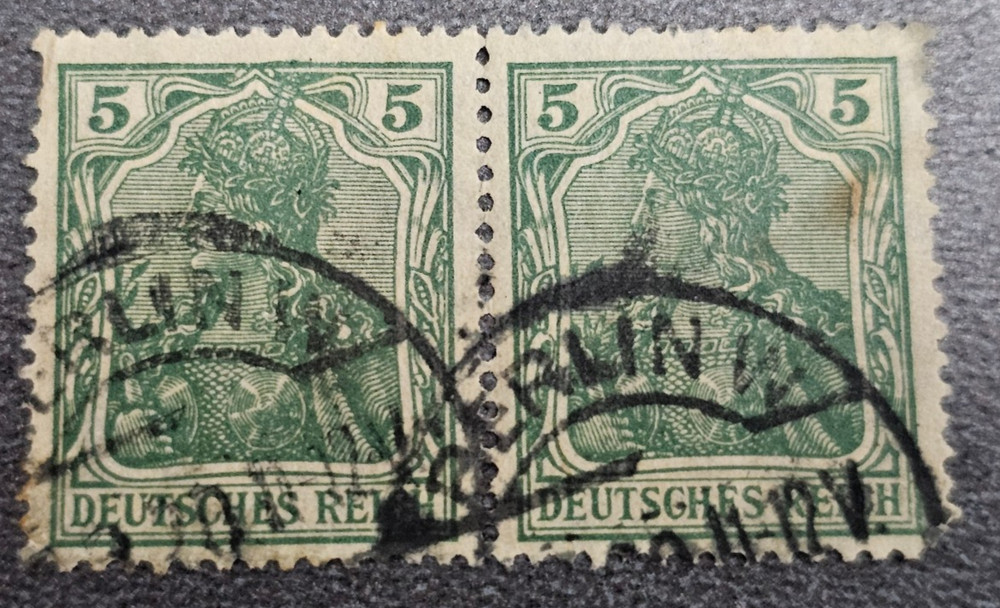 Stamps Germany Reich Germania 2x 5 Pfennig 1920 Mi. Nr. 85 [🇩🇪39674-10]