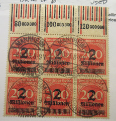 GERMANY, Scott: 269, BLOCK OF 6, USED, Lot31, Cat $12.60