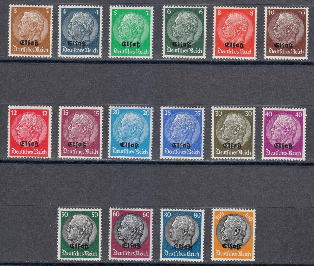 France OCCUPATION STAMPS Alsace Elsass WW2 1940 MNH Mi 1-16 Sc N27-N42 **