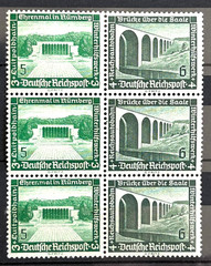 1936 German stamps triple – Winter Relief Modern Buildings MH* Mi:DR W119 /BL37